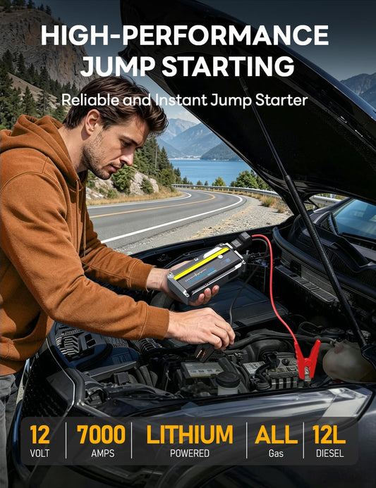 Sharmeal Jump Starter 6000A, 12V Car Battery Jump Starter (Up to All Gas or 10.0L Diesel Engine), Battery Booster with 3 Modes Flashlight and Jumper Cable