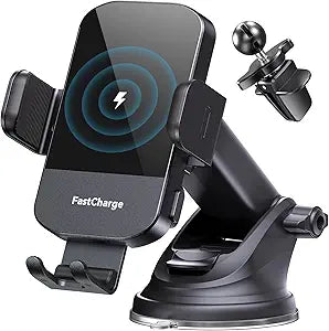 Wireless Car Charger, 15W Fast Charging Auto Clamping Phone Holders for Your Car Phone Mount fit for iPhone 17 16 15 14 13 12 Pro Max 11 XR XS, for Samsung Galaxy S25 Ultra S24 S23, Black