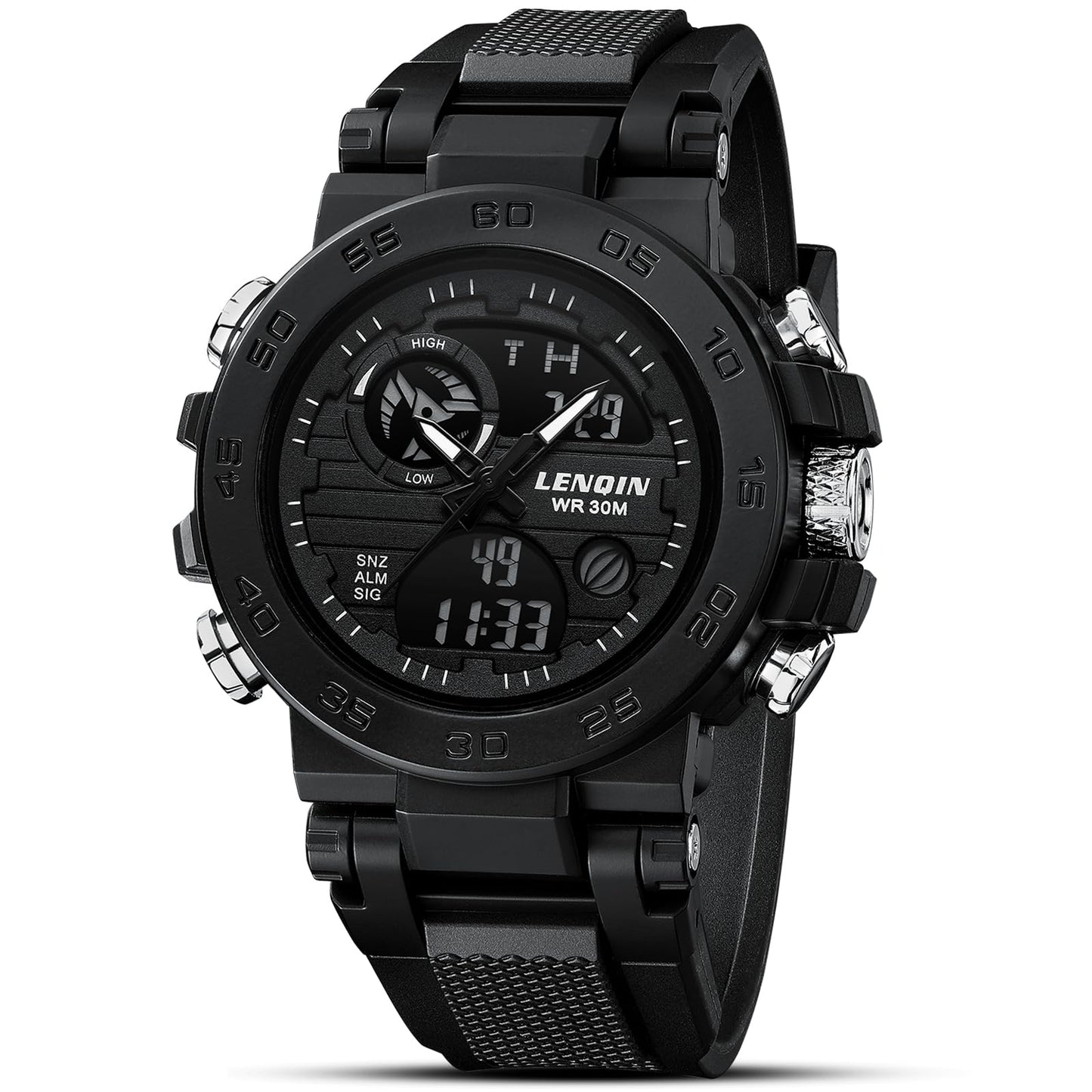 LN LENQIN Mens Watches Digital Military Watch for Men Stopwatch Army Survival Tactical Sports Outdoor Big Face Waterproof Men's Wrist Watches with LED Backlight/Timer/Alarm/Date