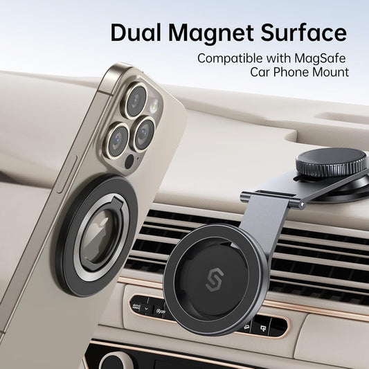SYNCWIRE Magnetic Phone Ring Holder for MagSafe, 360° Rotation Cell Phone Grip Stand Finger Ring Kickstand Two-Sided Magnet Compatible with iPhone 17 Pro Max 16 15 14 13 12 MagSafe Accessories