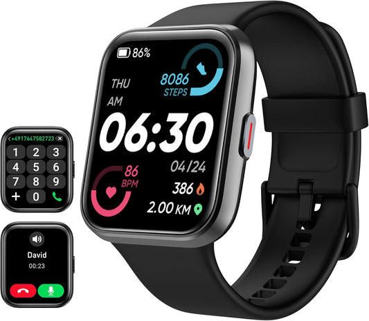 Tensky Smart Watch for Men/Women Android & iPhone, Alexa Built-in, 1.8" Touch Screen Fitness Tracker with Answer/Make Calls, 3ATM Waterproof Heart Rate/Sleep/SpO2 Monitor, Pedometer, 100+ Sport Modes