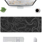 Large Gaming Mouse Pad Black Topographic Contour Mouse Pad Extended XL Long Mousepad Big Desk Mat with Stitched Edges & Nonslip Rubber Base for Company Office Work, 31.5 X 11.8 Inch