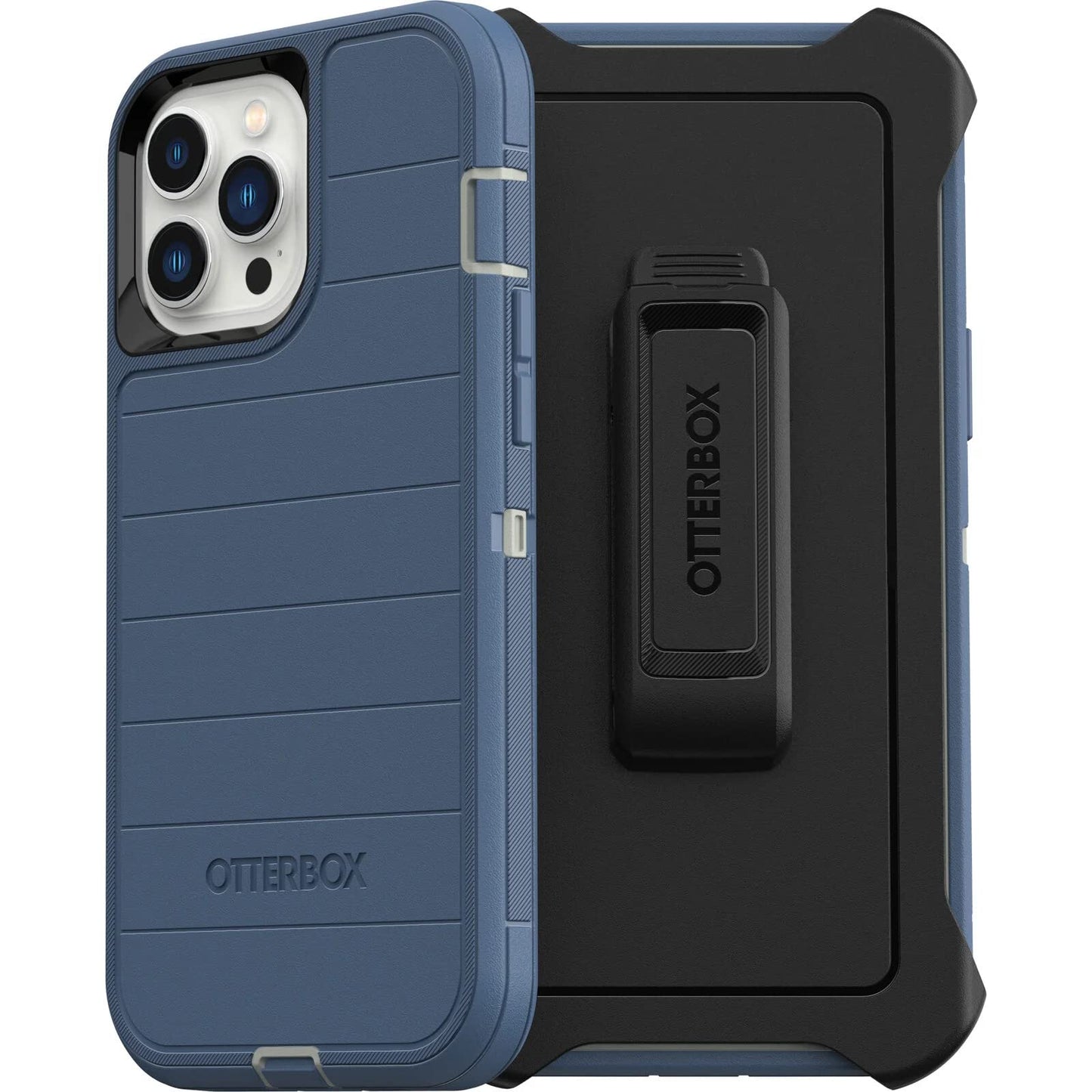 OtterBox Defender Series Screenless Edition Case for iPhone 13 Pro Max & iPhone 12 Pro Max (Only) - Holster Clip Included - Microbial Defense Protection - Non-Retail Packaging - Fort Blue