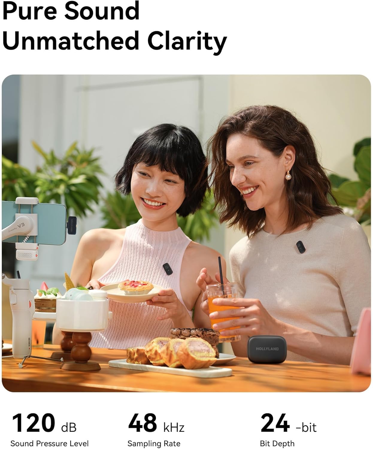 Hollyland Lark A1 Wireless Microphone for iPhone 17/16/15 & Android, 48kHz/24-bit, 3-Level Intelligent Noise Cancel, Magnetic Mini Mic for YouTube, Podcast, Vlogging (Black, 2TX + USB-C RX)