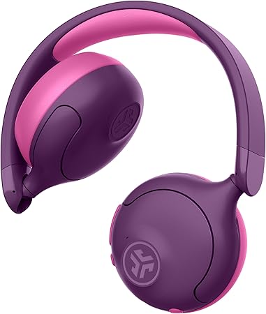 JLab JBuddies ANC 2 in 1 Wireless + Wired Kids Headphones, Active Noise Canceling and Be Aware Modes, Safe Volume Settings, 50+ Hours Playtime, Adjustable, Purple/Pink