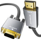 HDMI to VGA Adapter Cable 6FT [Metal Case, Nylon Cable] 1080P@60Hz HDMI Male to VGA Male Uni-Directional Braided Cord for Computer, Laptop, Monitor, Roku, Xbox, Graphics Card More