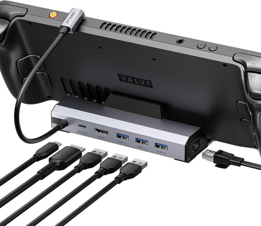 JSAUX Upgraded Docking Station 4K@120Hz for Steam Deck OLED/ROG Ally X/Legion Go (S)/MSi Claw, 6-in-1 Steam Deck Dock with HDMI 2.1, Gigabit Ethernet, 3 USB 3.0, 100W Charge for Steam Deck LCD-HB0603