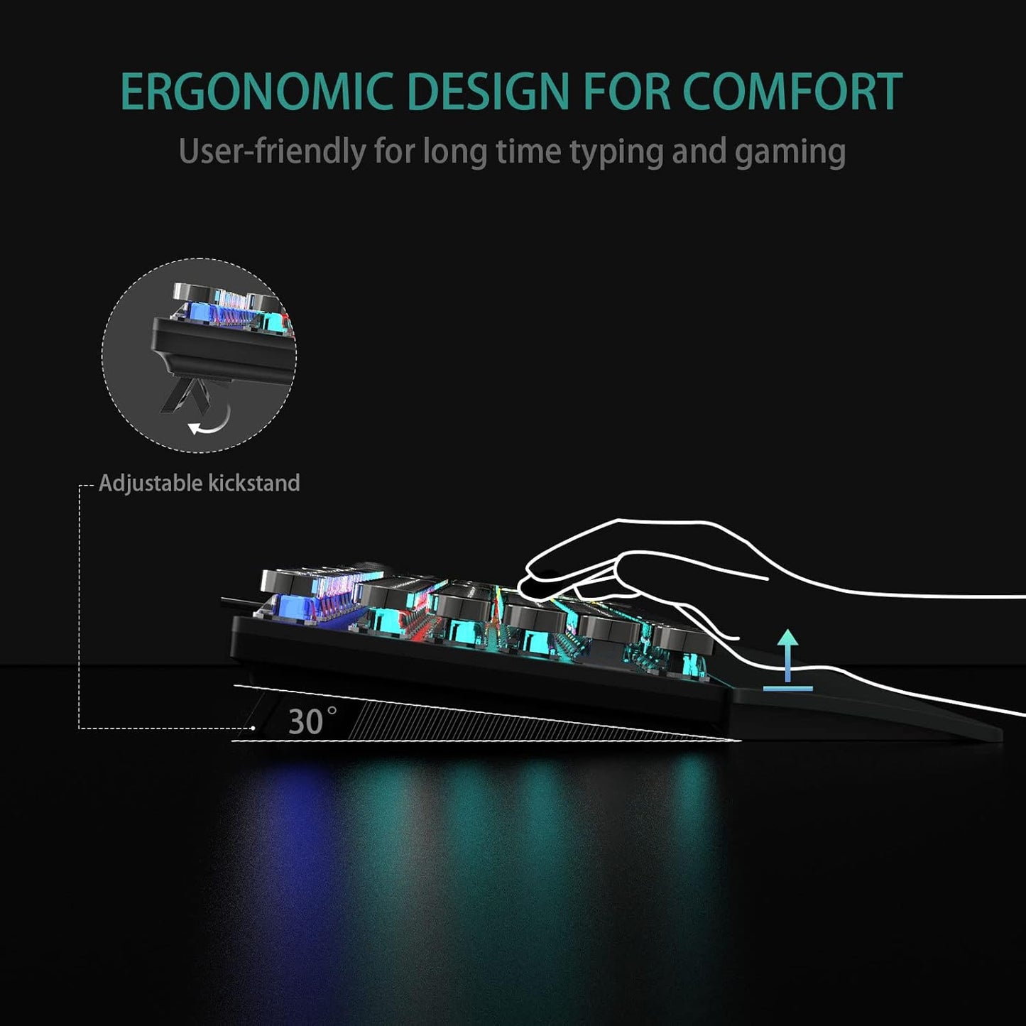 AULA F2088 Typewriter Style Mechanical Gaming Keyboard Wired,Blue Switches,Rainbow LED Backlit,Removable Wrist Rest,Media Control Knob,Retro Punk Round Keycaps,USB Wired Computer Keyboard