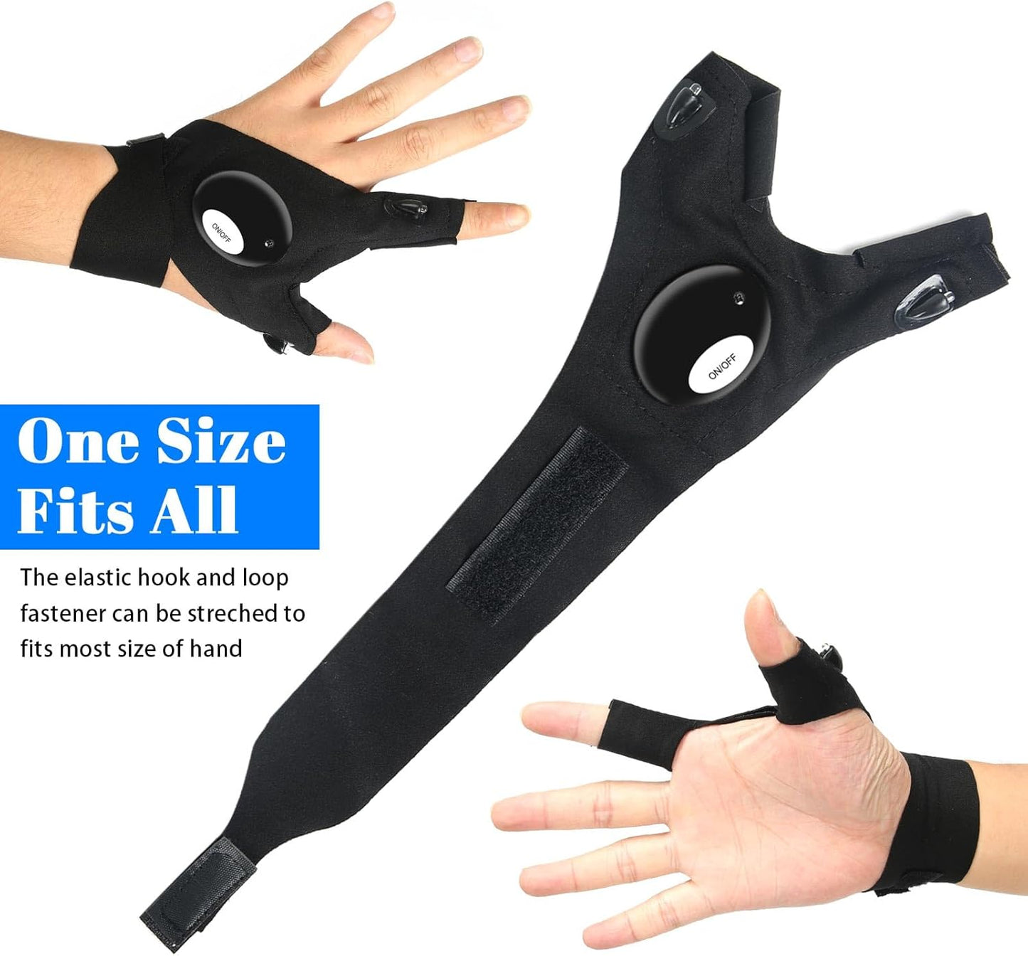 LED Flashlight Gloves, Valentines Day Gifts for Him Men Boyfriend Husband, Mens Gifts for Fathers Day Christmas Birthday, Cool Gadget Waterproof Hands-Free Finger Lights for Camping Fishing Repairing