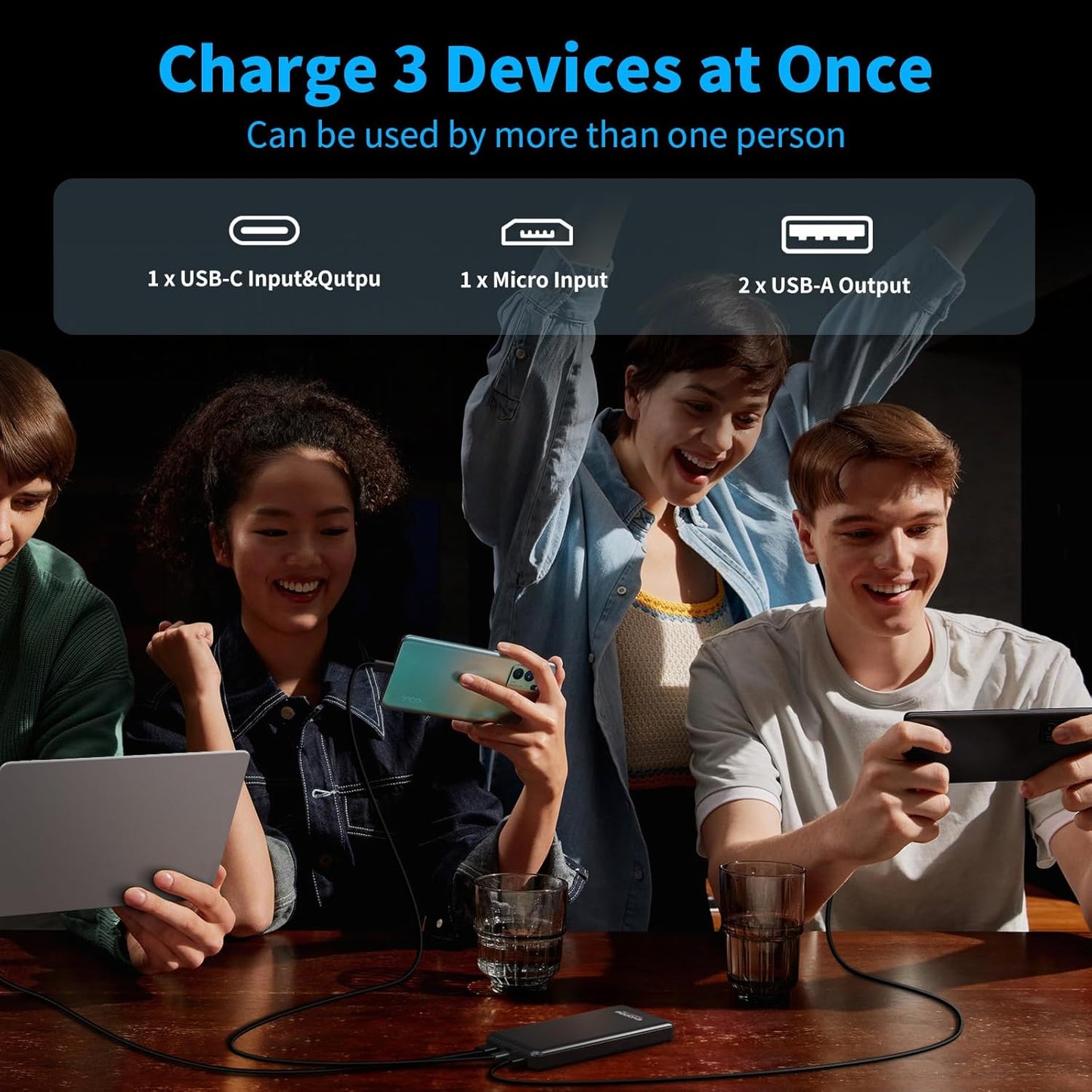 2 Pack Portable Charger, Slimmer 10000mAh Power Bank, USB C in&Out Fast Charging Battery Pack, Portable Power Bank for iPhone 16 15 14 13 12 iPad Samsung S23 S22 Pixel and Heated Vest (Black)