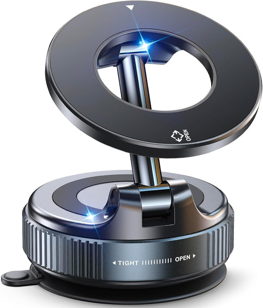 Jononser Magnetic Suction Cup Phone Mount for Magsafe, 360° Adjustable Magnetic Car Phone Holder, Pocket Size Foldable Car Mount, Cell Phone Holders for Your Car for iPhone 17 16 15 14 13 12 Series