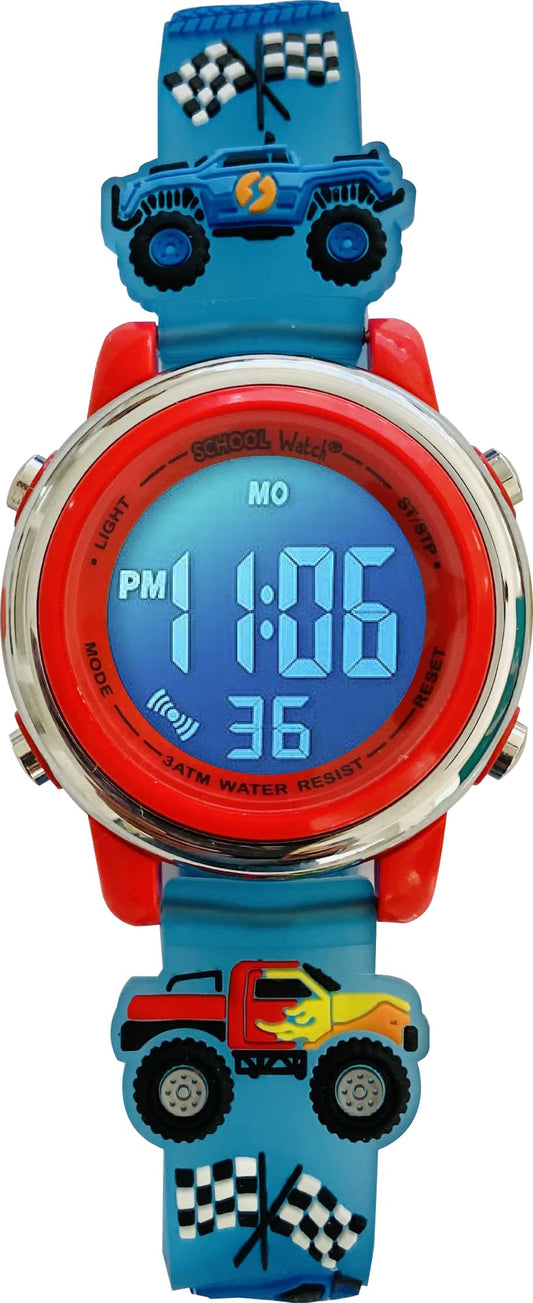 Preschool Collection Kids Digital Light Up Watch - Monster Trucks, Dinosaurs, Shark, Unicorn, Butterfly, Spider - Girls, Boys, Children, School