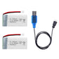 2 Pcs 3.7V 500mAh 25C 752040 Rechargeable Lipo Battery with USB Charger for Syma X5C cheerson CX30 skytech M68 BBS 868 Quadcopter RC Drone Spare Parts
