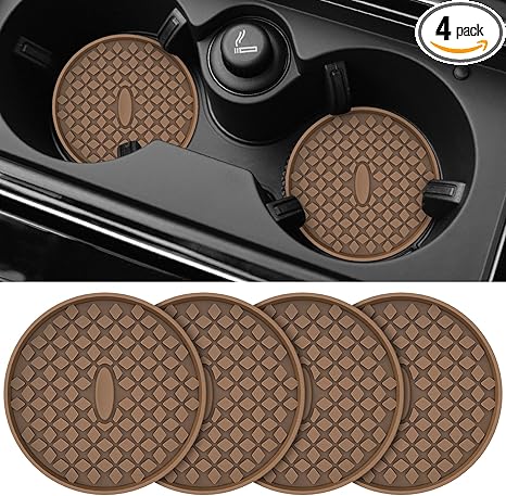 ME.FAN Car Cup Coasters [4 Pack] Silicone Car Coasters/Cup Mats, Non-Slip Recessed Car Interior Accessories Coffee