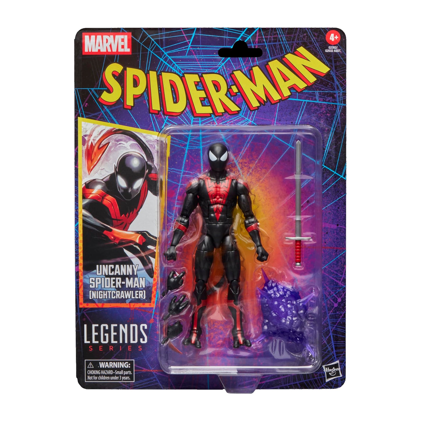 Marvel Legends Series Uncanny Spider-Man (Nightcrawler), Retro Cardback Comics Collectible 6-Inch Scale Action Figure | 6 Marvel Legends Figure, 5 Accessories, Sword, Bamf, Retro Cardback, 20 Plus Points Articulation