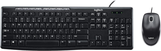 Logitech MK200 Media Combo Wired Keyboard and Mouse, Full-Size Keyboard with Easy-Access Media Controls, High-Definition Optical Mouse, Plug and Play USB Connection – Black