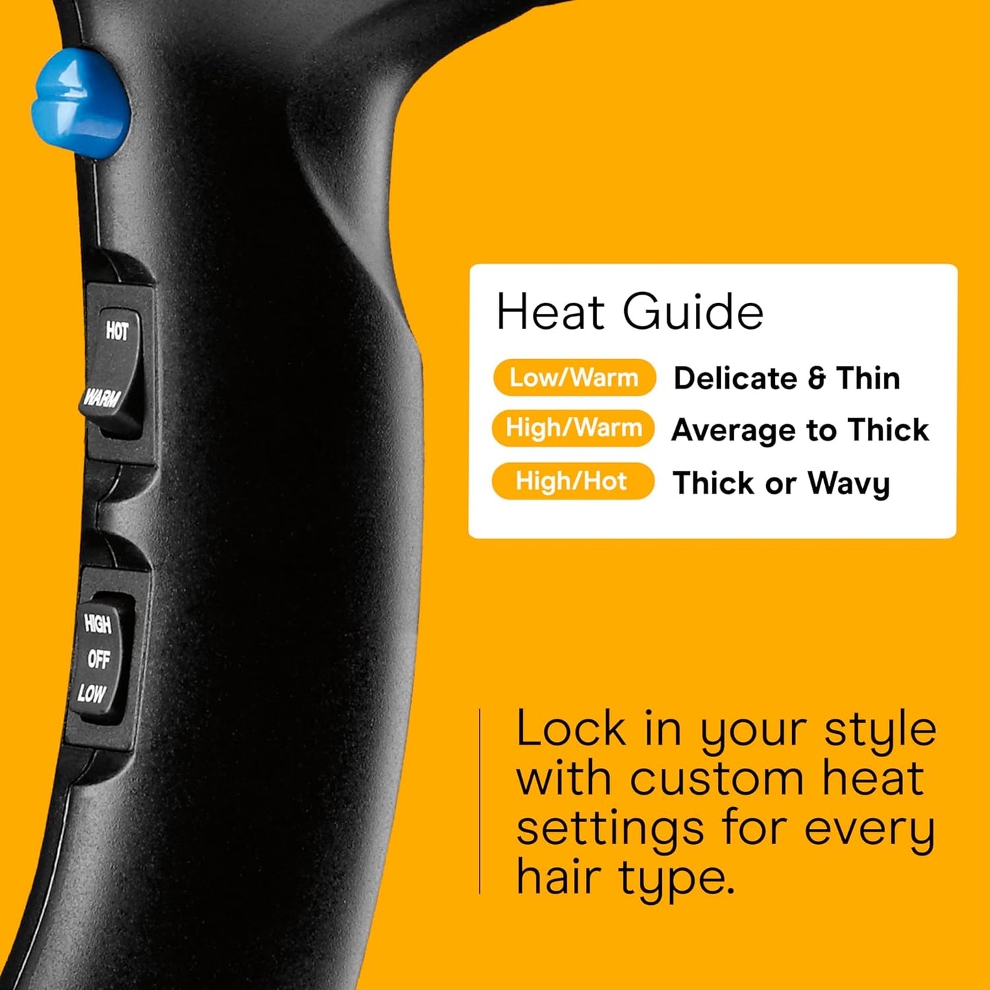 Conair Hair Dryer, 1875W Turbo Blow Dryer with Tourmaline Coating and Ionic Conditioning, Includes Diffuser and Concentrator Attachments, 2 Heat & 2 Speed Settings, Blue/Black