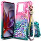 Designed for Motorola Moto G-2025/2026 & Moto G Play 2026 Case, Pink/Aqua | Bling Sparkly Glitter Floating Liquid Cute Phone Cover for Women Girls Kids with Diamond Wrist Strap Lanyard