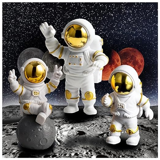 Resin Astronaut Spaceman Statue Ornament For Home, Office, Desktop, Car  Dashboard, Table top Figurine Decors Set of 3 - Golden