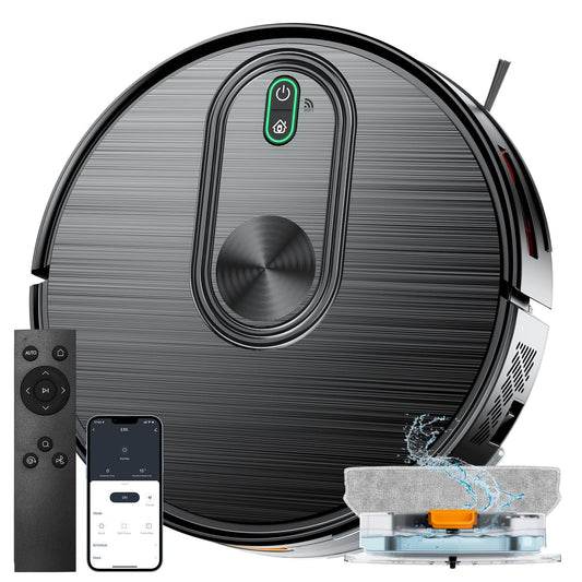 Robot Vacuum and Mop, 6500Pa Suction, 2 in 1 Robotic Vacuum with Gyro Inertial Navigation, 200 Min Runtime, App/Remote/Voice Control, Ideal for Pet Hair, Hard Floor, Carpet