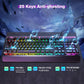 TECKNET Gaming Keyboard, USB Wired Computer Keyboard, 15-Zone RGB Illumination, IP32 Water Resistance, 25 Anti-ghosting Keys, All-Metal Panel (Whisper Quiet Gaming Switch)