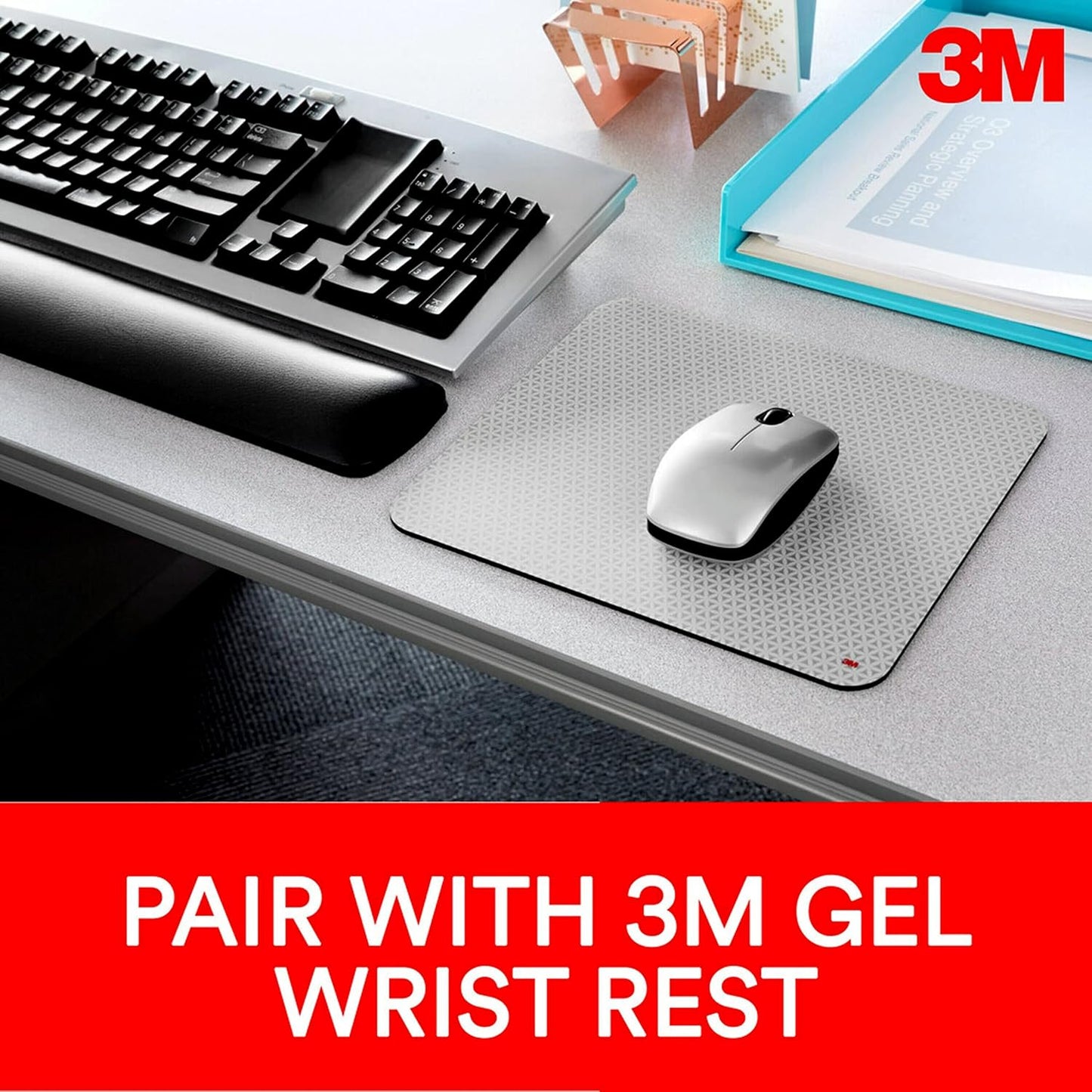 3M Precise Mouse Pad Enhances the Precision of Optical Mice at Fast Speeds, Easy to Clean, Stays in Place, 9 in x 8 in (MP114-BSD1)