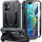 FNTCASE for iPhone 12 Phone Case: for iPhone 12 Pro Phone Case Military Grade Drop Proof Rugged Protective Cover with Kickstand | Matte Textured Shockproof TPU Hybrid Bumper Cases 6.1 inch - Black