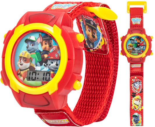 Nickelodeon Paw Patrol Kids Digital Watch with LCD Display, Velcro Strap, Chase, Marshall, Rubble & Rocky, Perfect for Young Fans Learning to Tell Time, Ideal Gift for Kids Ages 3+