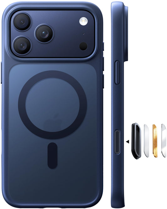 TORRAS Stronger Magnetic & Shockproof for iPhone 17 Pro Max Case, Fit for MagSafe, Mil-Grade Drop Protection, Camera Control, DIY Button, Slim for iPhone 17 Pro Max Phone Case Translucent Deep Blue