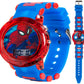 Marvel Spider-Man Kids' LCD Watch – Flashing LED Bullet Band, Digital Time Display, Red & Blue Design, Durable Plastic Case, Adjustable Silicone Strap – Fits Wrists 5.5" to 8"