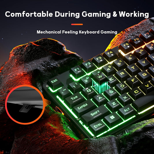 Redragon K521 Upgrade Rainbow LED Gaming Keyboard, 104 Keys Wired Mechanical Feeling Keyboard with Multimedia Keys, One-Touch Backlit, Anti-Ghosting, Compatible with PC, Mac, PS4/5, Xbox