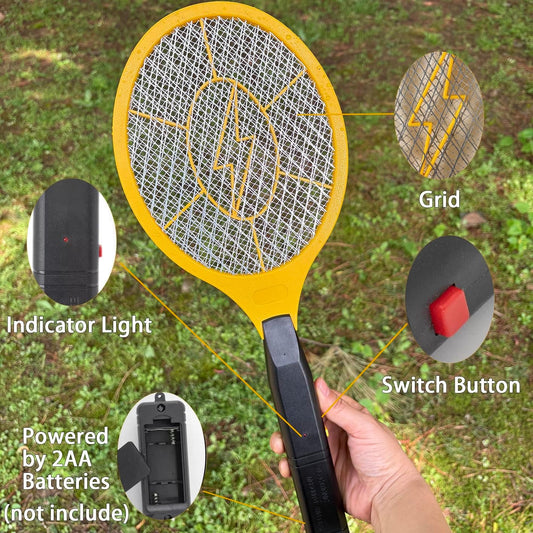 2 Pack Electric Fly Swatter, Handheld Bug Zapper Racket for Outdoor & Indoor, Mosquito Zapper Racket Battery Powered Tennis Mosquito Rackets for Insect
