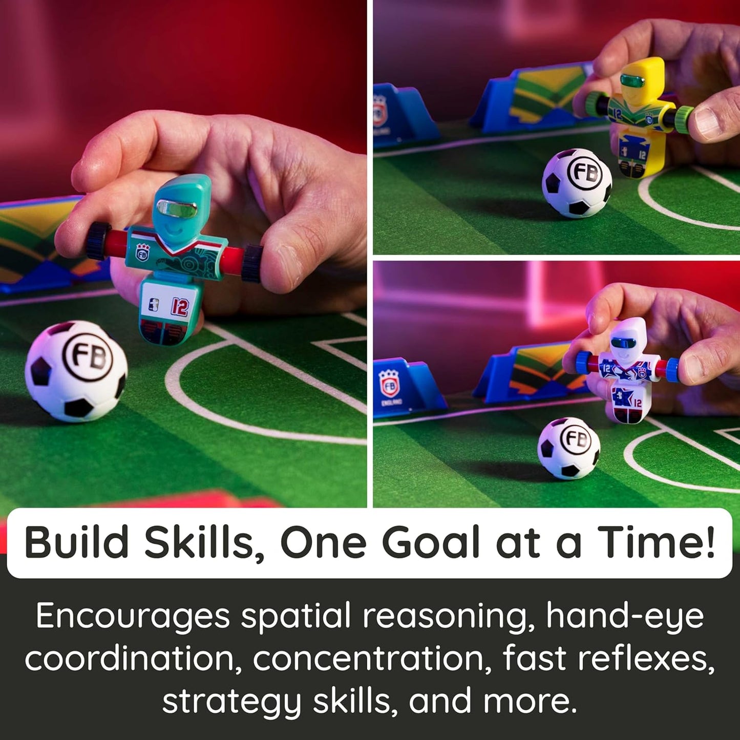 Fat Brain Toys Foosbots Rivals Cup, International-Themed Foosbots Soccer Game with Stadium, Active Skill Game for Kids, Tweens, Teens Ages 6+
