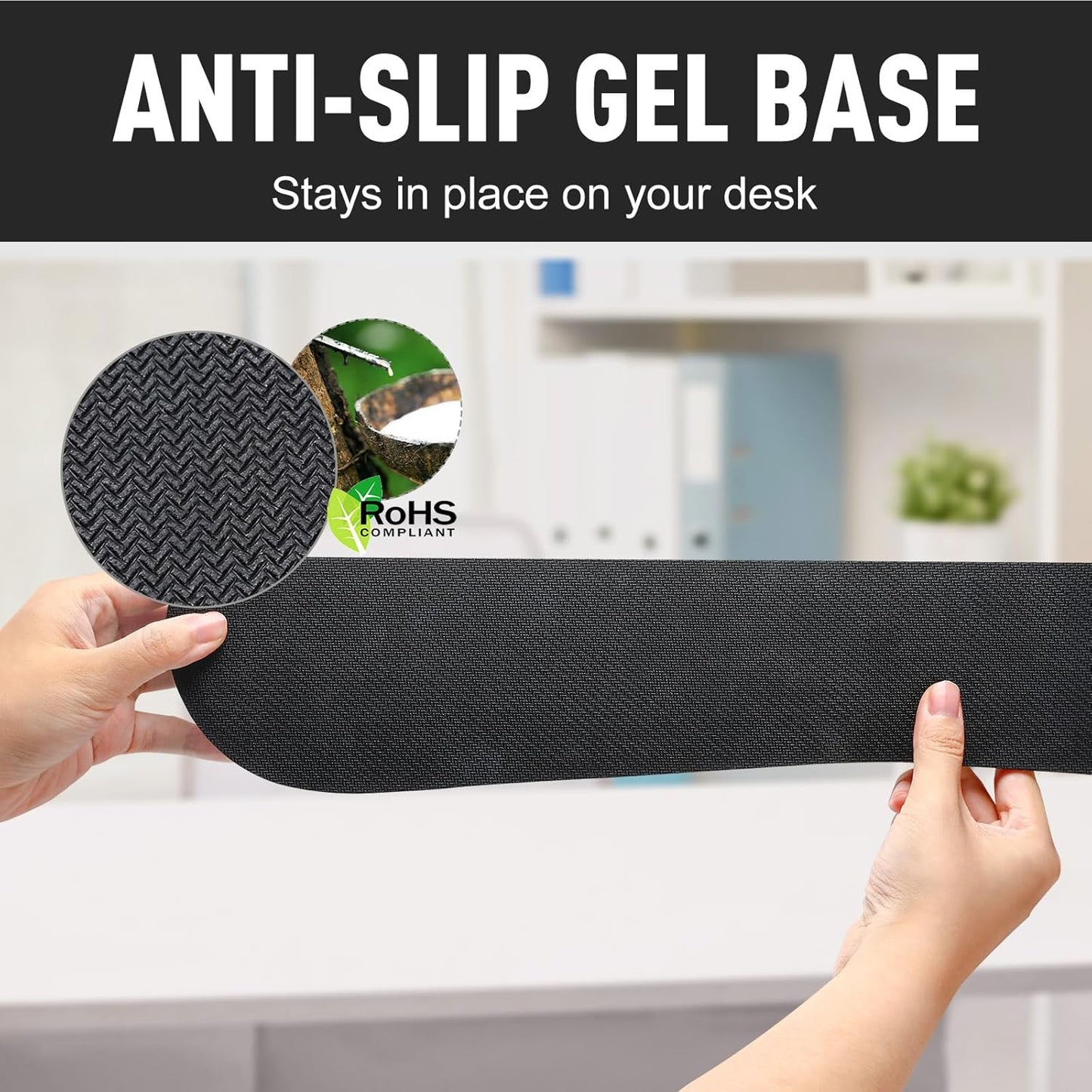 Gimars Upgrade Enlarge Silky and Superfine Fabric Gel Memory Foam Keyboard Wrist Rest Set, Ergonomic Keyboard Mouse Wrist Support for Typing Pain Relief, Comfort for Office, Gaming, Computer, Black