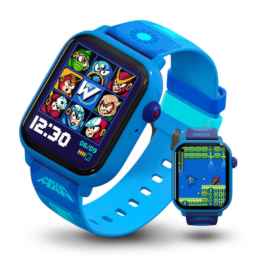 Mega Man Digital Gaming Smartwatch – Built from Mega Man™ 2, Classic & Arcade Modes, Non-Connected, Step Counter, Heart and Calories Tracking, Includes 2 Bands | Mini-Games Included, Camera Feature, Voice Recorder, Kids Wearable, Customizable Watch Faces