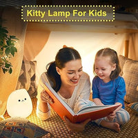 Kitty Night Light, USB Rechargeable Silicone Cute Cat Night Light for Kids With White Warm Light & 7 Color Changing LED Touch Breathing Lamp Nursery Nightlights for Kids bedroom, Birthday Gifts, Return Gift, Party mood , Home Decor Light .