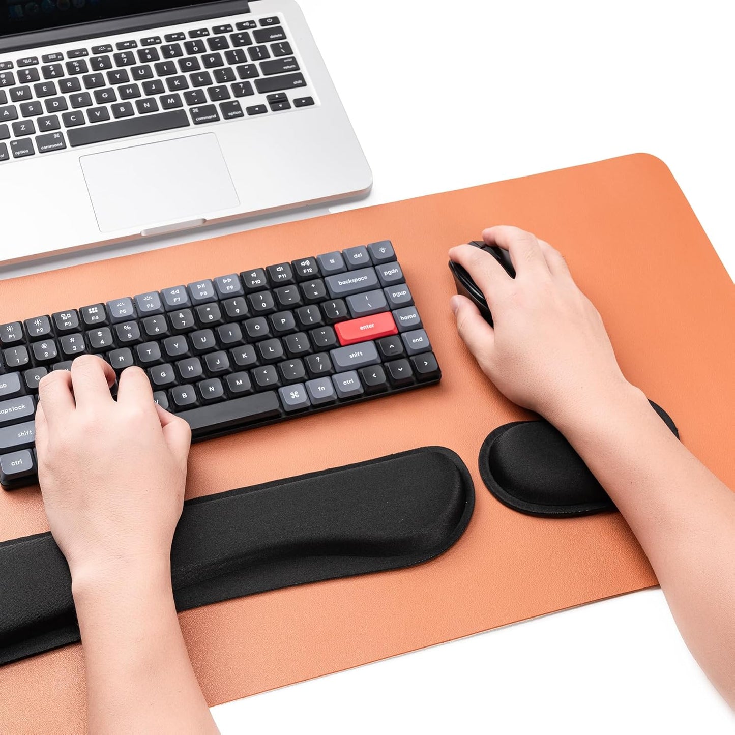 Hoewina Ergonomic Keyboard Wrist Rest – Memory Foam & Superfine Fabric Support Pad for Comfortable Typing, Office & Home Use, Black
