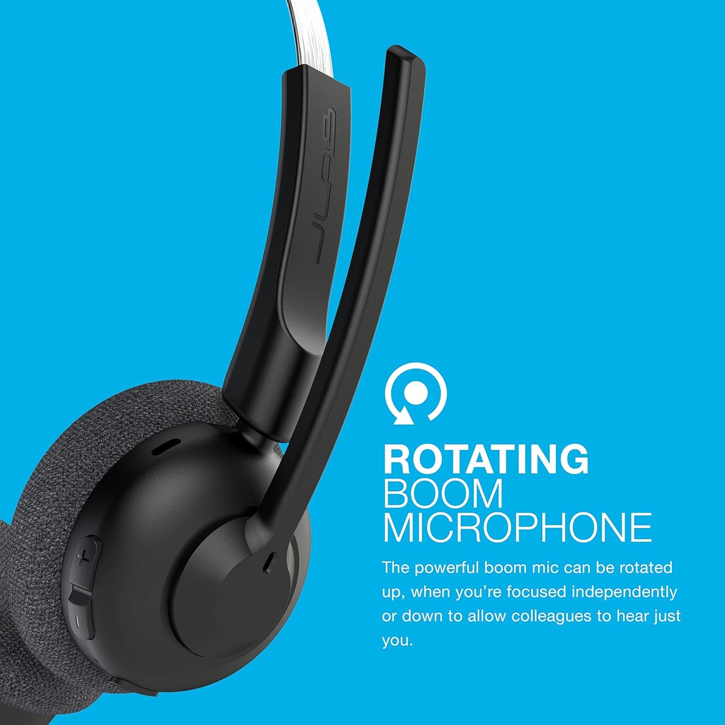 JLab Go Work Pop On-Ear Wireless Headset, Black, 50+ Hours Playtime, Bluetooth Multipoint, Rotating Boom Mic, Noise Canceling MEMS Microphone, Light-Weight, Portable, PC/Mac| Mobile (1 Pack)