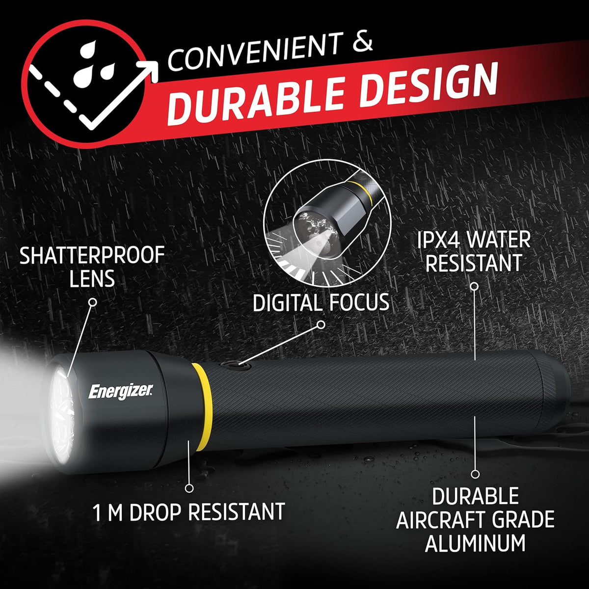 Flashlight Vision System Energizer LED Flashlight Vision PRO, Ultra Bright 1000+ Lumens, IPX4 W ...