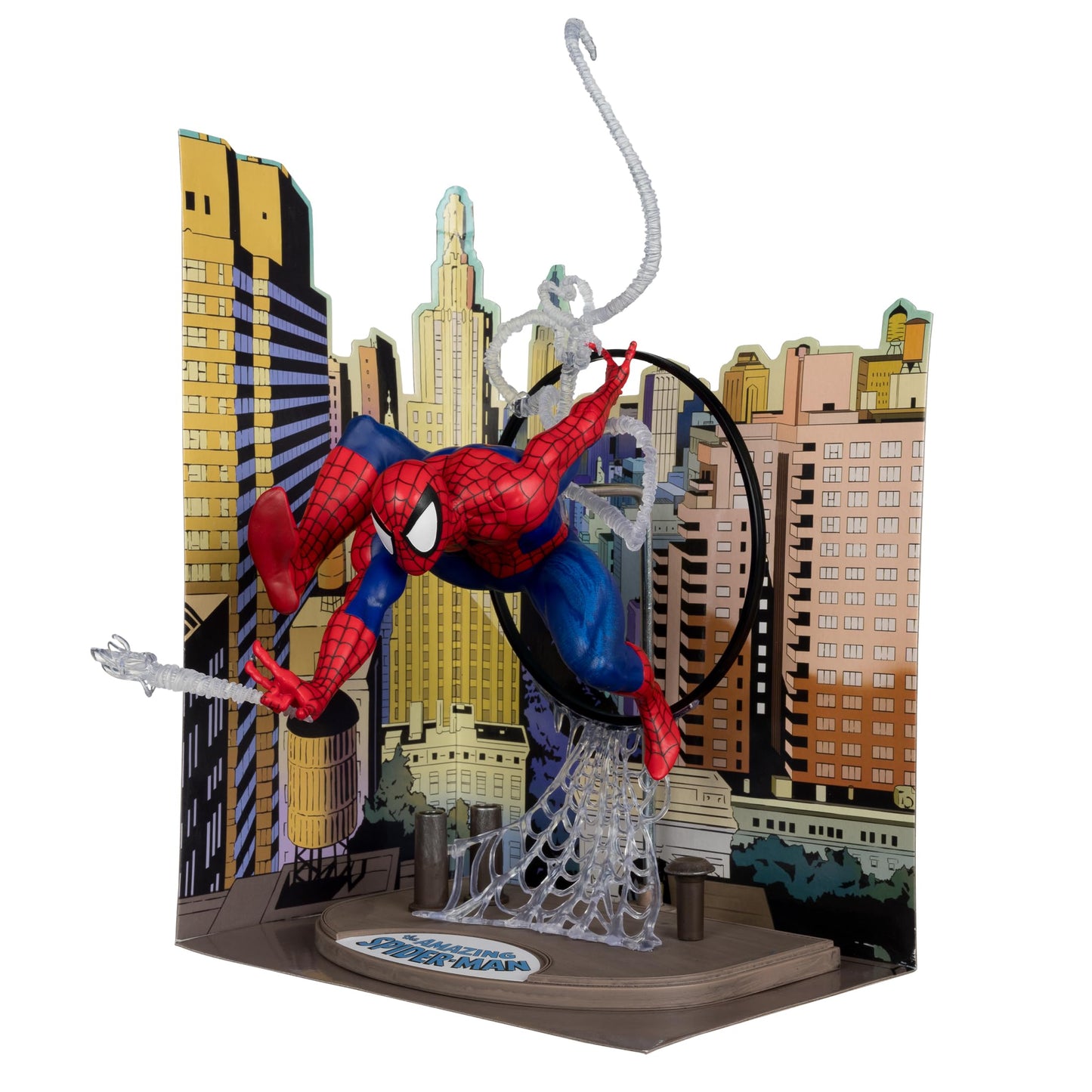 McFarlane Toys - Marvel Spider-Man 1:6th Scale Posed Figure with Scene & Comic (Based on The Amazing Spider-Man #301) | Backdrop scene, comic
