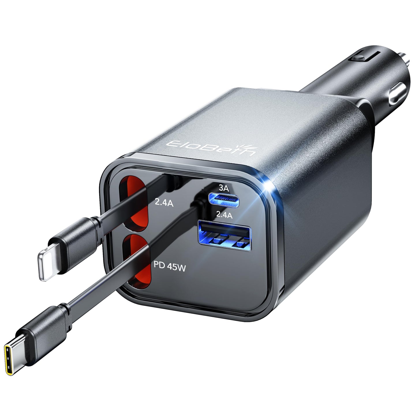 Retractable Car Charger,Car Phone Charger USB C Fast Charge,Cigarette Lighter USB Charger Car Accessories for Women,Road Trip Essentials Gift for Men,Car Charger for iPhone 17/16/15,Galaxy S26,Pixel