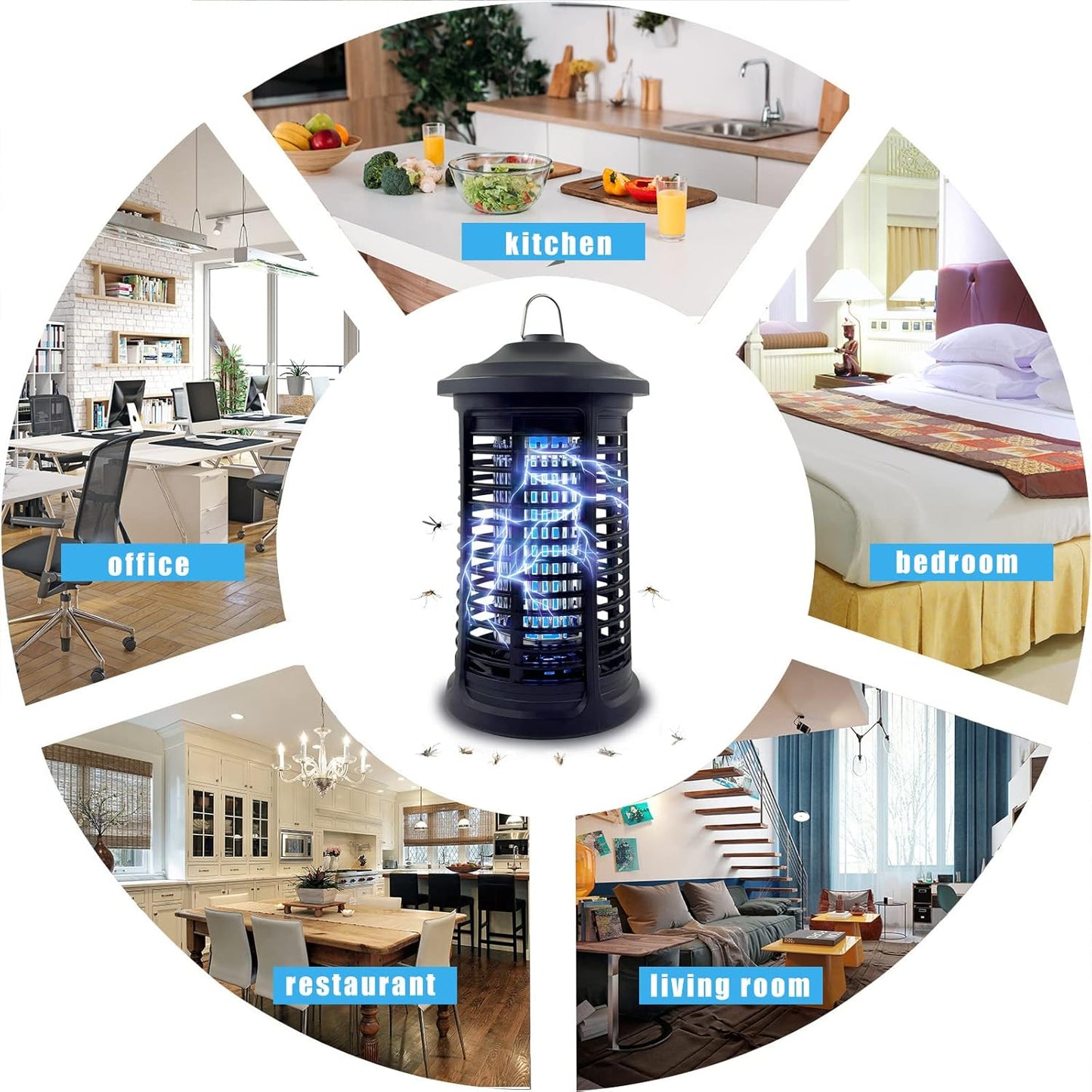 Electric Bug Zapper Indoor/Outdoor, 4200V High Powered Mosquito Zappers Killer, Waterproof Insect Fly Swatter Zapper Mosquito Trap Outdoor, Fly Traps, Insect Killer for Home,Garden,Backyard, Camping