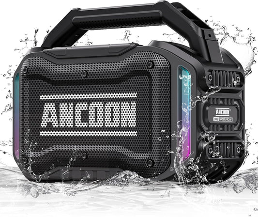 Speakers Bluetooth Wireless: 80W(Peak) Loud Speaker with Bass, 20H Playtime, IPX6 Waterproof, Large Jobsite Speakers for Work, Outdoor, Workshop, Garage, Portable Speaker with TWS (Black)