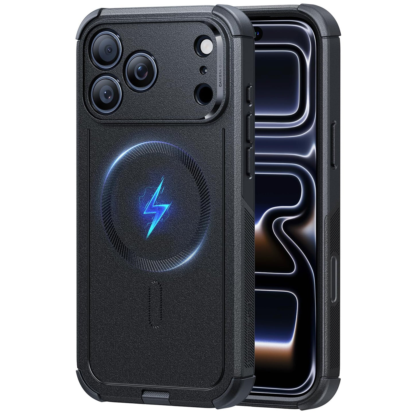 ESR for iPhone 17 Pro Phone Case, 23ft Military-Grade Drop Protection, Shock-Absorbing Rugged Cover, MagSafe Accessories Compatible, Cyber Series, Black