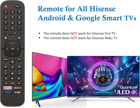 Universal for All Hisense-TV-Remote Compatible with All Hisense 4K LED HD UHD Smart TVs - Not for fire & roku TV