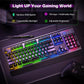 TECKNET Gaming Keyboard, USB Wired Computer Keyboard, 15-Zone RGB Illumination, IP32 Water Resistance, 25 Anti-ghosting Keys, All-Metal Panel (Whisper Quiet Gaming Switch)