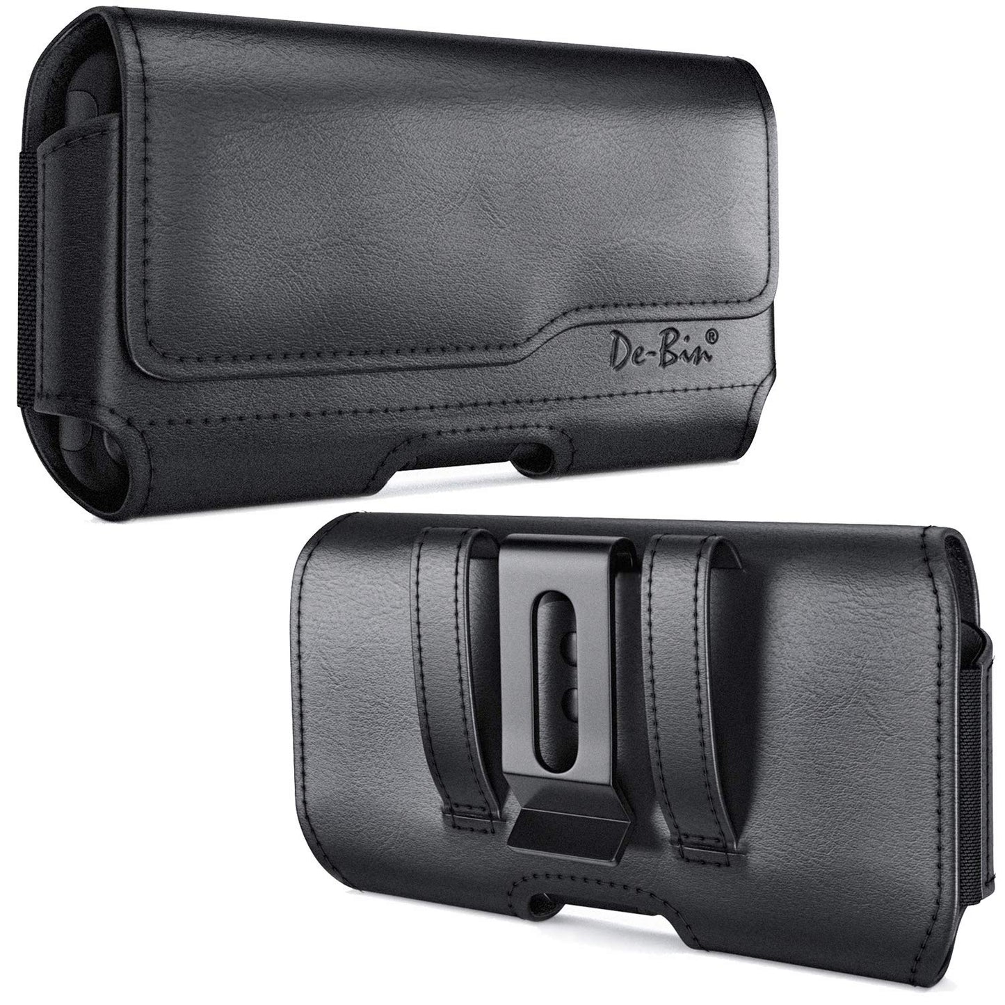 DeBin Holster for iPhone 17 17 Pro 16 16e 16 Pro 15, 15 Pro 14 13 12 11 X Xs 10 XR, Galaxy S25 S24, S23, S22 - Cell Phone Belt Holder Clip Case Pouch Cover (Fits Cellphone with Case on) Black