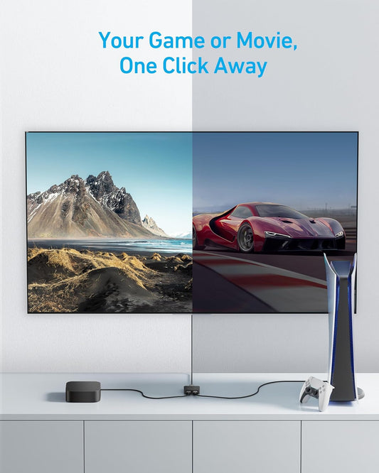 Anker HDMI Switch, 4K@60Hz HDMI Switcher, 2 in 1 Out with Smooth Finish, Supports HDR, 3D, Dolby, Compatible with Laptops, PC, Xbox Series, PS5 / PS4, Projector, and More