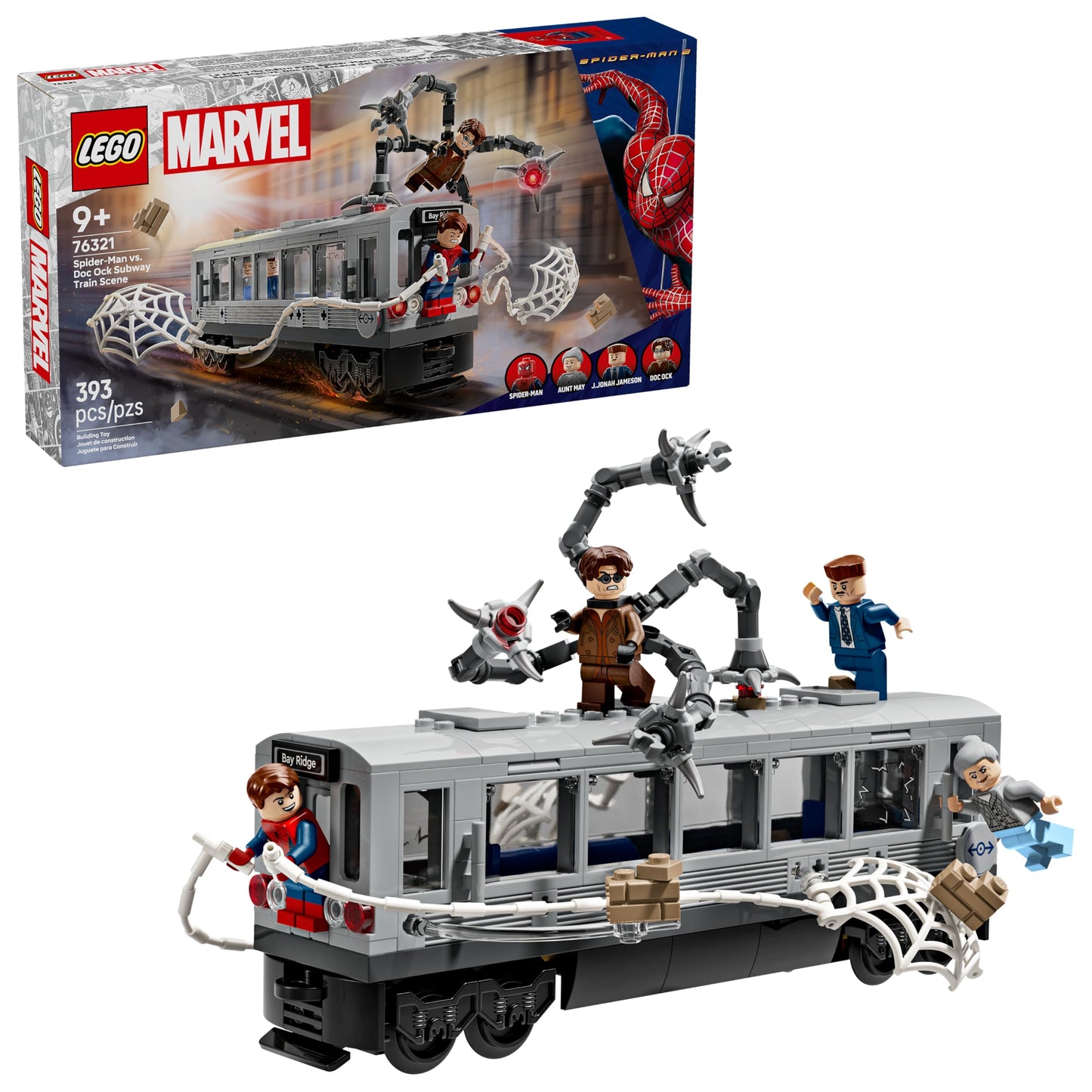 LEGO Marvel Spider-Man vs. Doc Ock Subway Train Scene 76321 | Back to School Gift for Students, Building Toy, Boys & Girls, Ages 9+, Marvel Toys for Kids, 393 pcs