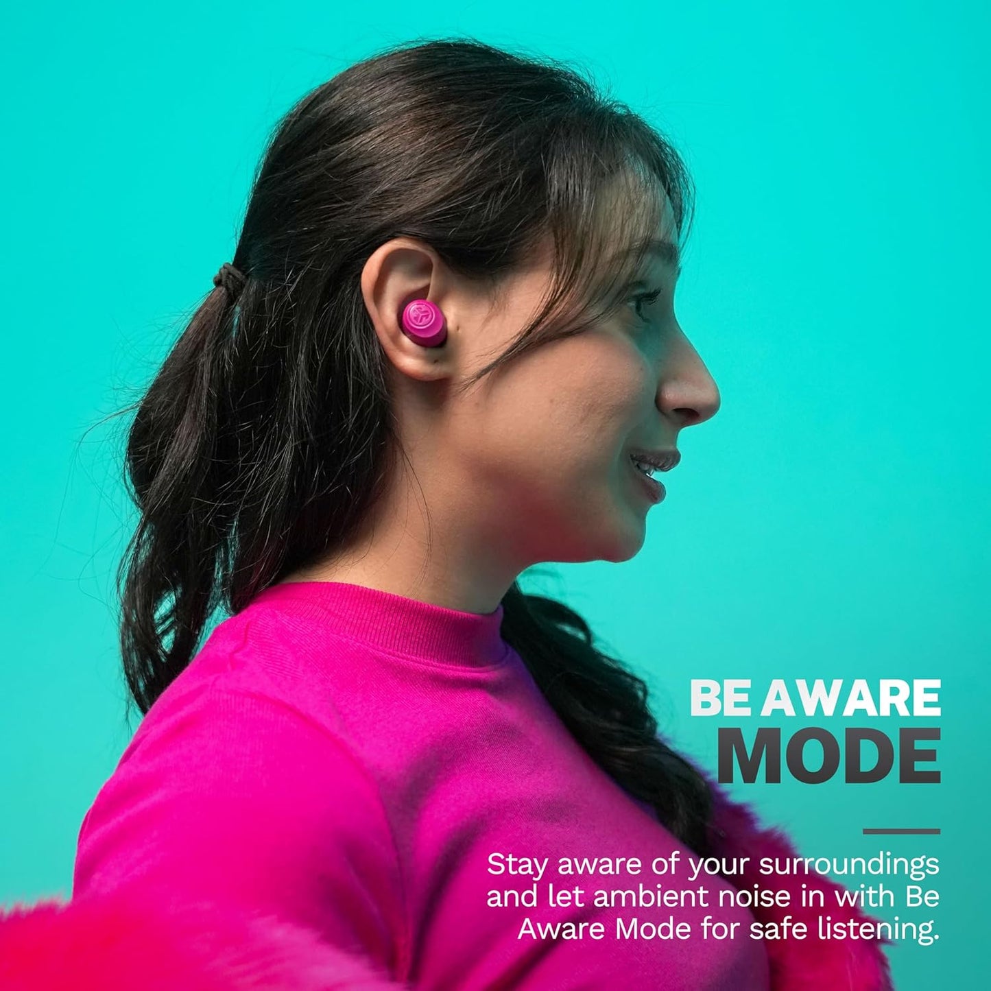 JLab Go Air Pop+ True Wireless Earbuds, in Ear Headphones, Bluetooth Earphones, 35H Playtime Ear Buds, Bluetooth Earbuds with Microphone, USB-C Charging Case, Dual Connect, EQ3 Sound, Dark Pink